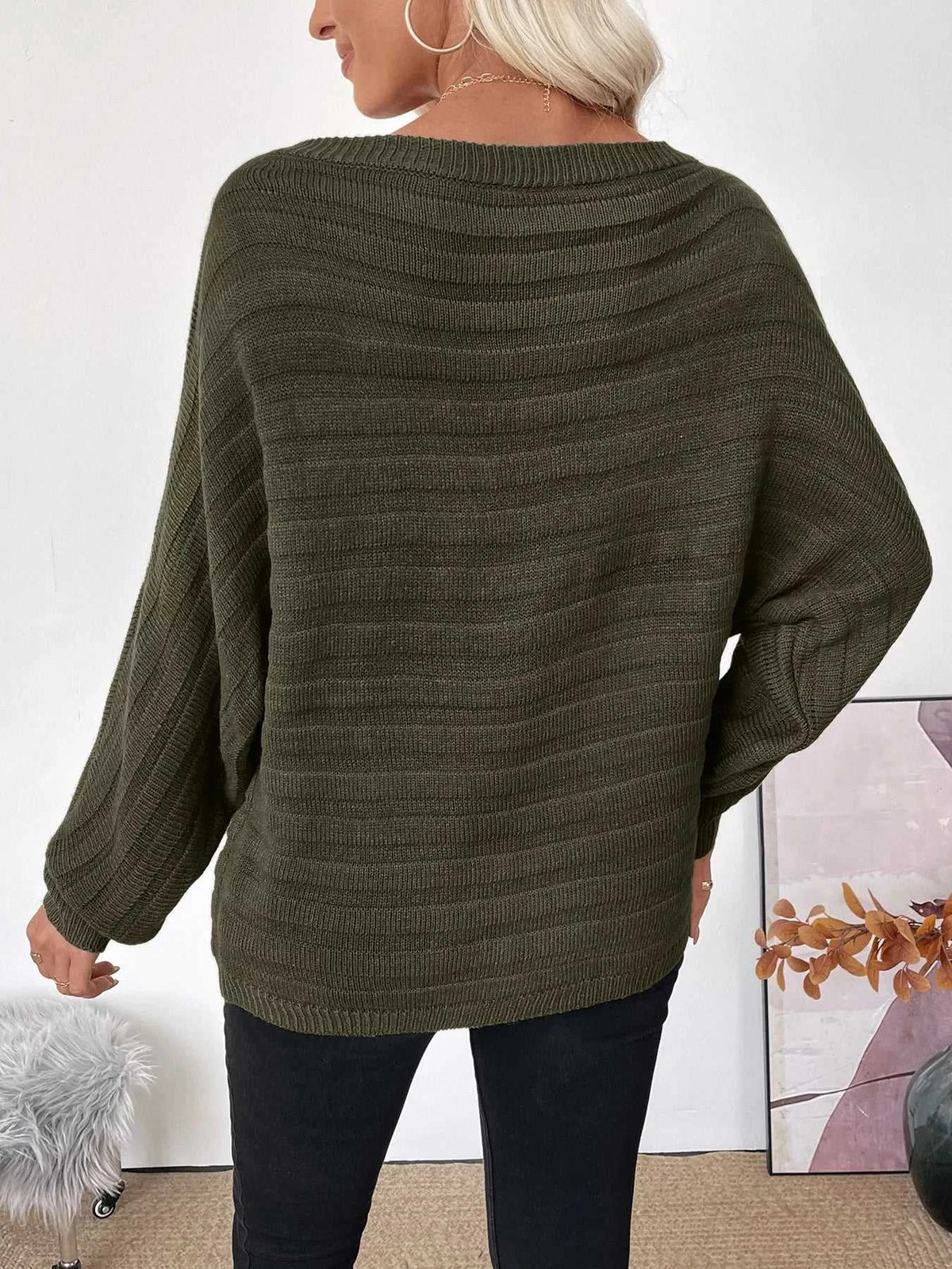 Boat Neck Ribbed Long Sleeve Sweater 100100851183386 44 Affordable Fashion Under $100 Jerry's Apparel 