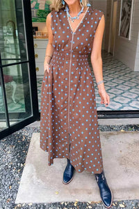 Polka Dot Zipper Front Midi Dress 100100529252916 67 Gifts for Her Jerry's Apparel 