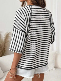 Casual Striped Raglan Sleeve Textured T-Shirt 101001019077269 38 Affordable Fashion Under $100 Jerry's Apparel 