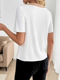 Decor Button Round Neck Short Sleeve Blouse 100100012421763 27 Affordable Fashion Under $100 Jerry's Apparel 