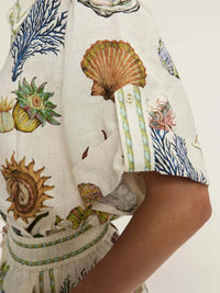 Printed Button Up Shirt and Shorts Set