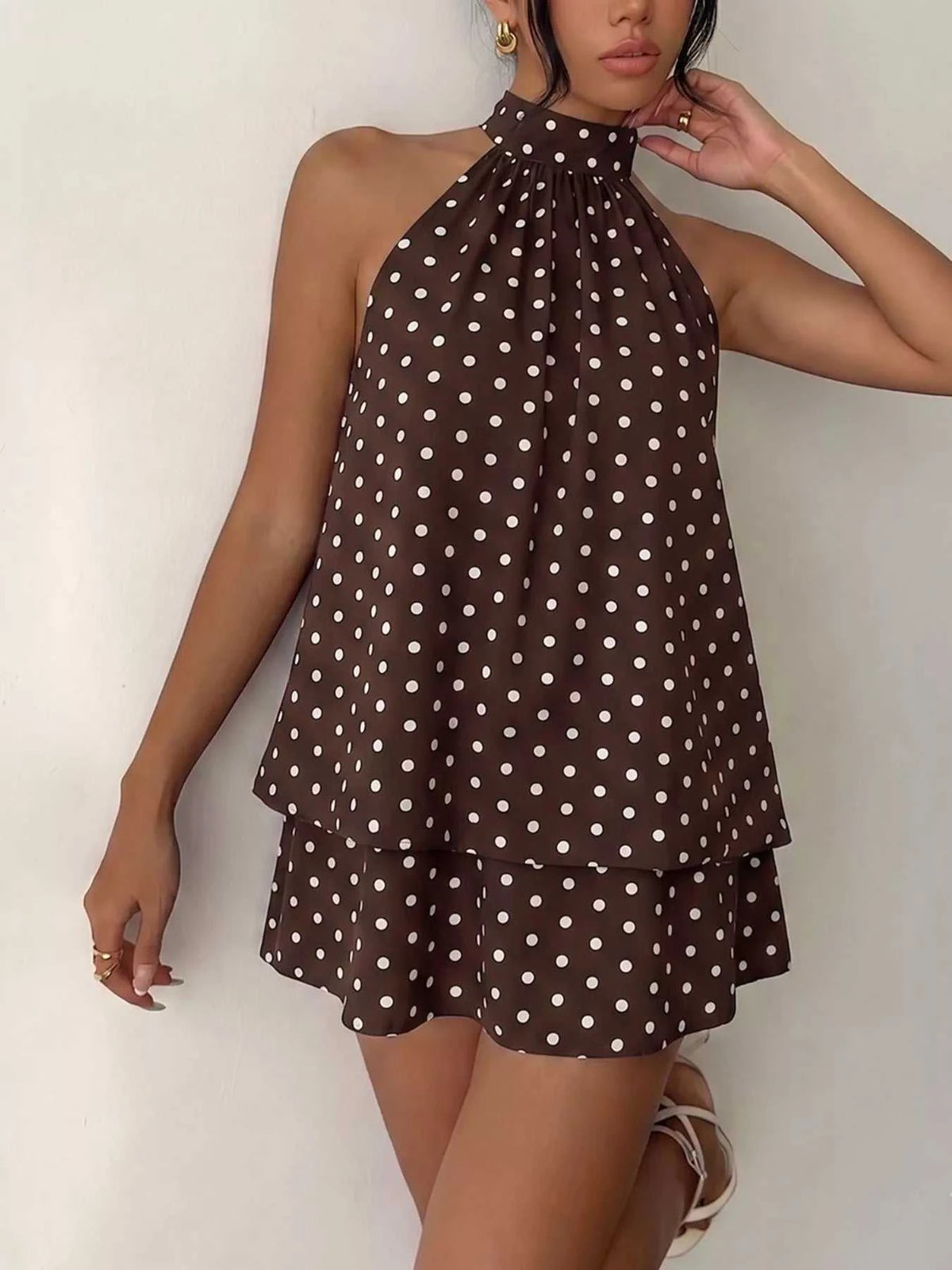 Polka Dot Halter Neck Mini Dress 100100230161229 32 Affordable Fashion Under $100 Jerry's Apparel 