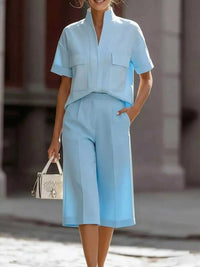 Full Size Short Sleeve Top and Wide Leg Pants Set Plus Size 100100411131186 49 Affordable Fashion Under $100 Jerry's Apparel 