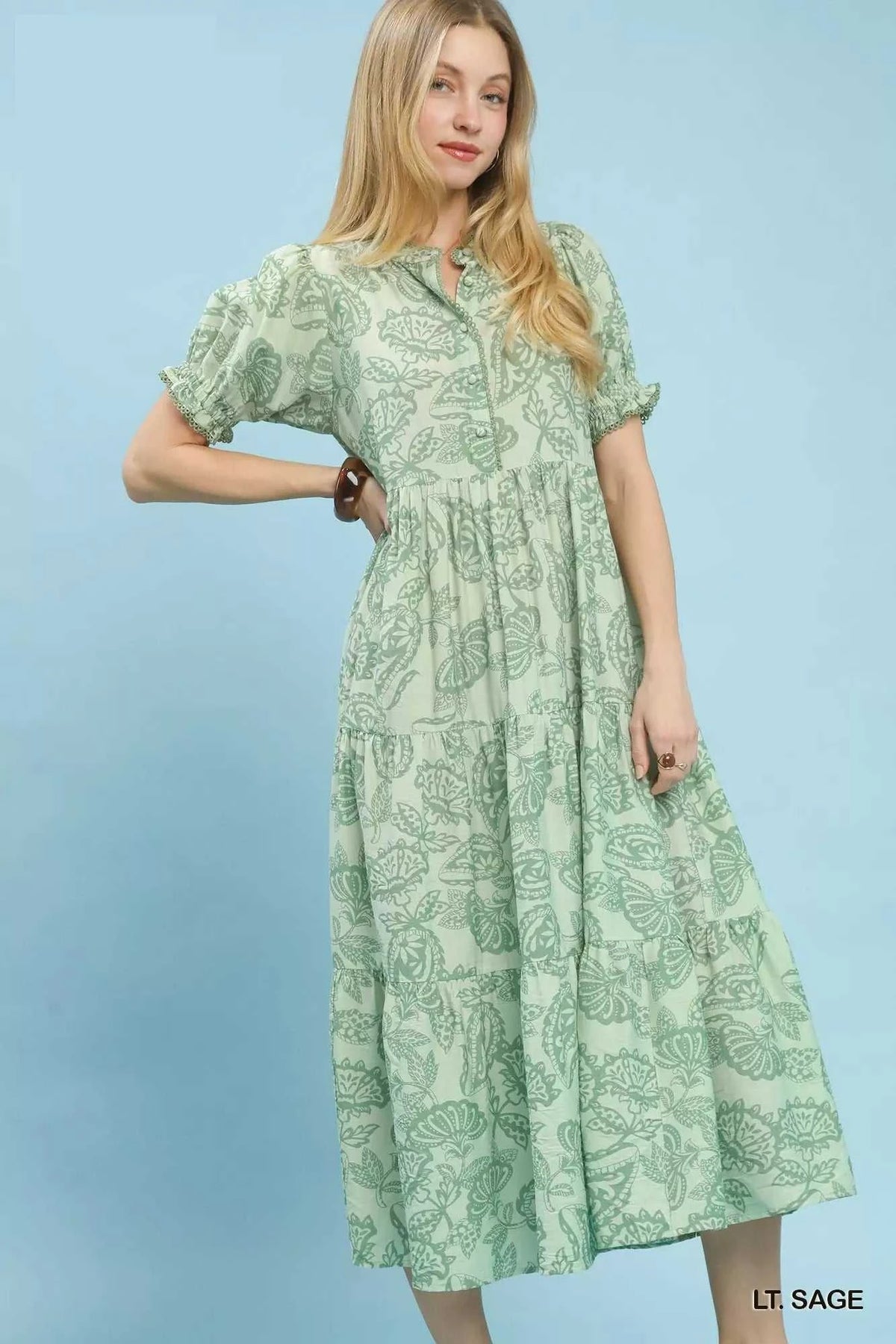 Umgee Paisley Print Tiered Midi Dress 100100646651075 64 Affordable Fashion Under $100 Jerry's Apparel 