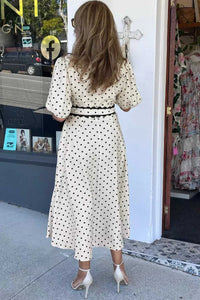Polka Dot Half Sleeve Midi Dress 100100716011023 79 Affordable Fashion Under $100 Jerry's Apparel 