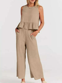 Full Size Ruffled Hem Sleeveless Top and Wide-Leg Pants Set Plus Size 100100048319818 31 Affordable Fashion Under $100 Jerry's Apparel 