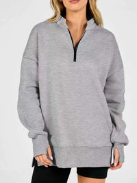 Quarter-Zip Dropped Shoulder Sweatshirt 101001101551160 56 Affordable Fashion Under $100 Jerry's Apparel 