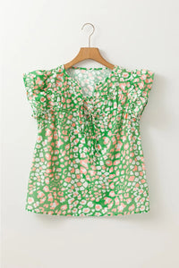 Floral Print Ruffle Sleeve Blouse