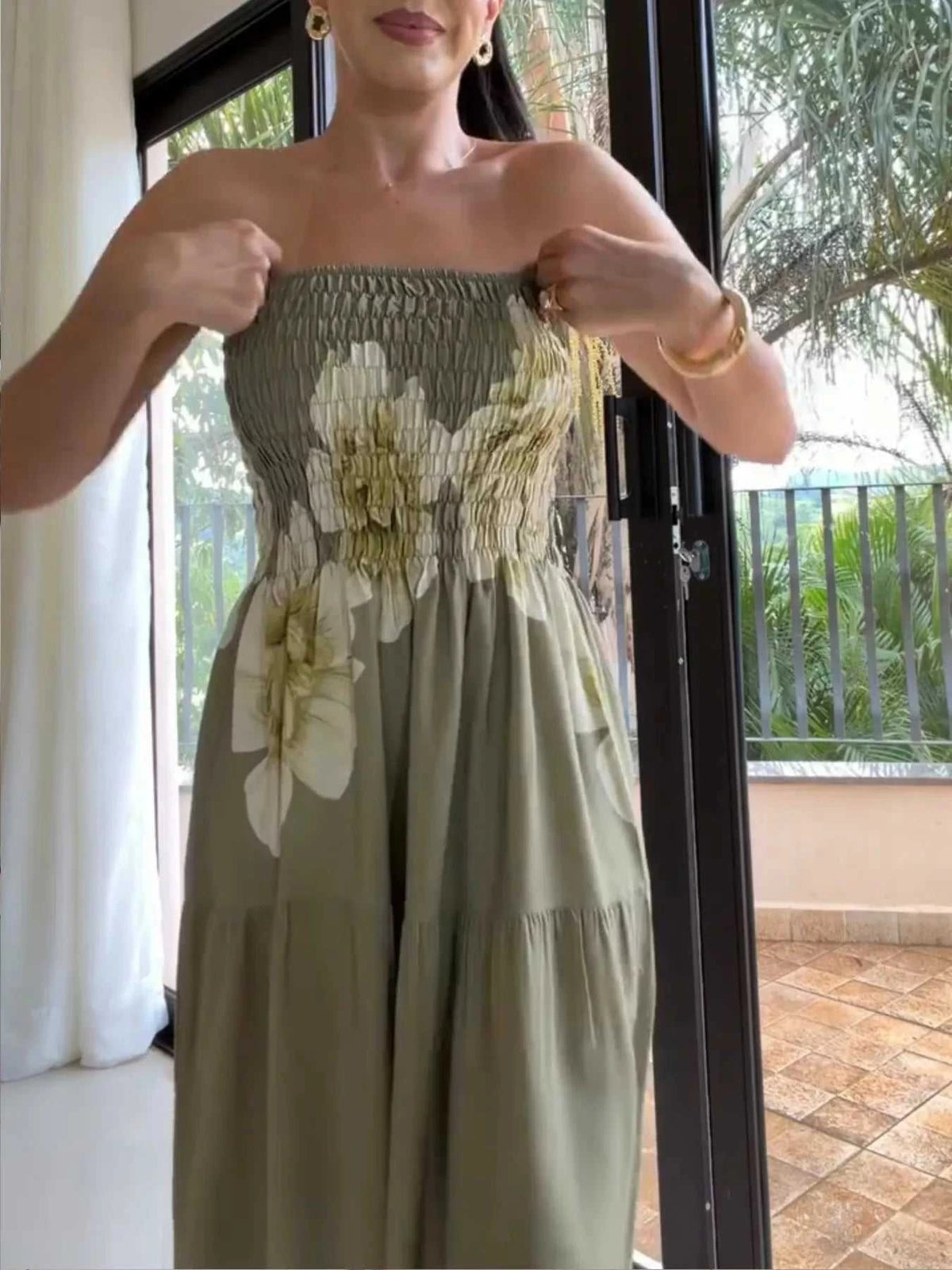Floral Smocked Strapless Maxi Dress 100100563690094 47 Affordable Fashion Under $100 Jerry's Apparel 