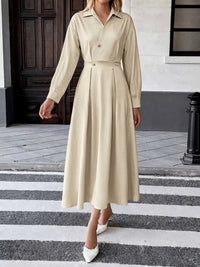 Pleated Button Detail Long Sleeve Shirt Dress 101001048648806 56 Affordable Fashion Under $100 Jerry's Apparel 
