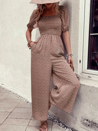 Printed Square Neck Puff Sleeve Jumpsuit 100100619721006 31 Affordable Fashion Under $100 Jerry's Apparel 