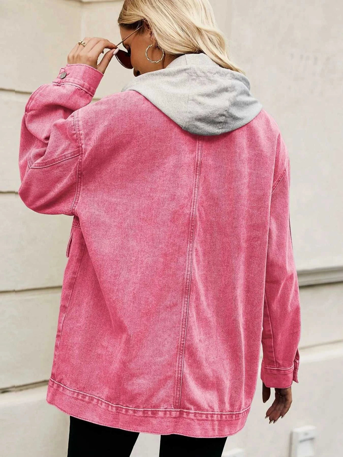 Oversized Button Up Denim Jacket with Hood 100100876233269 72 Affordable Fashion Under $100 Jerry's Apparel 