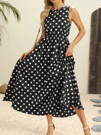 Polka Dot Round Neck Sleeveless Midi Dress 100100597597604 26 Affordable Fashion Under $100 Jerry's Apparel 