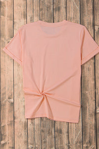 Heart Round Neck Short Sleeve T-Shirt