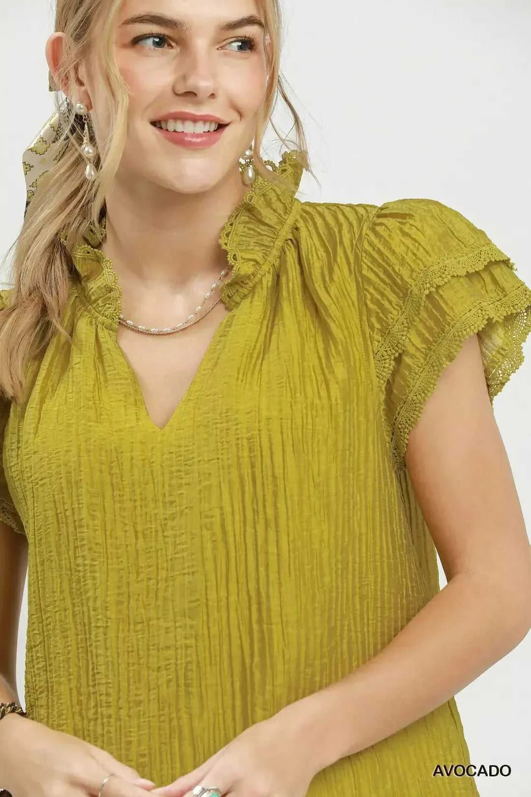 Umgee Lace Trim Ruffle Top 100100924601111 51 Affordable Fashion Under $100 Jerry's Apparel 