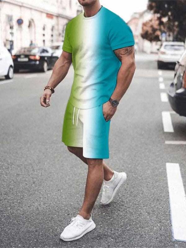 Men's Full Size Gradient Color Casual Tee and Shorts Plus Size Set 100400156124875 29 Affordable Fashion Under $100 Jerry's Apparel 