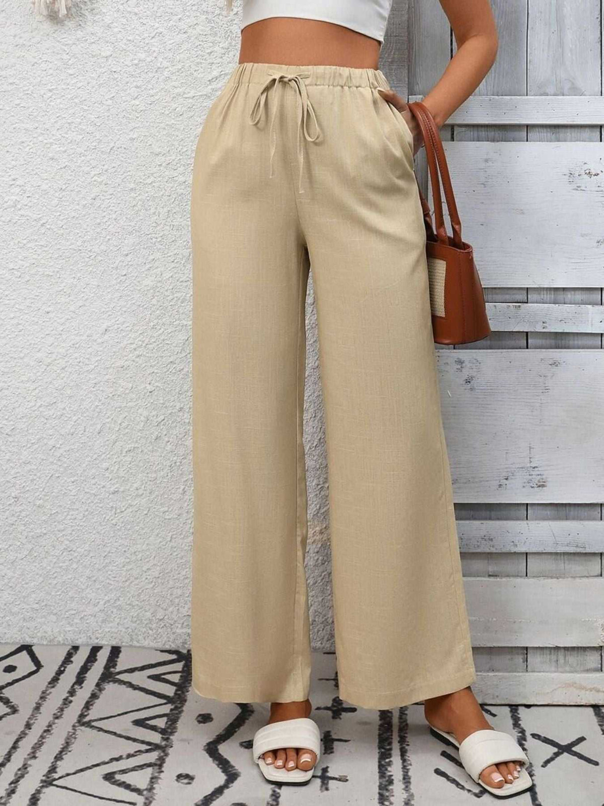 Drawstring High Waist Wide Leg Pants 100100990618349 39 Affordable Fashion Under $100 Jerry's Apparel 