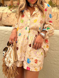 Colorful Print Shirt and Shorts Matching Set