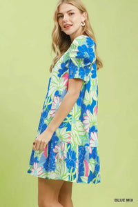 Umgee Floral Puff Sleeve Tiered Mini Dress 100100398531614 60 Affordable Fashion Under $100 Jerry's Apparel 