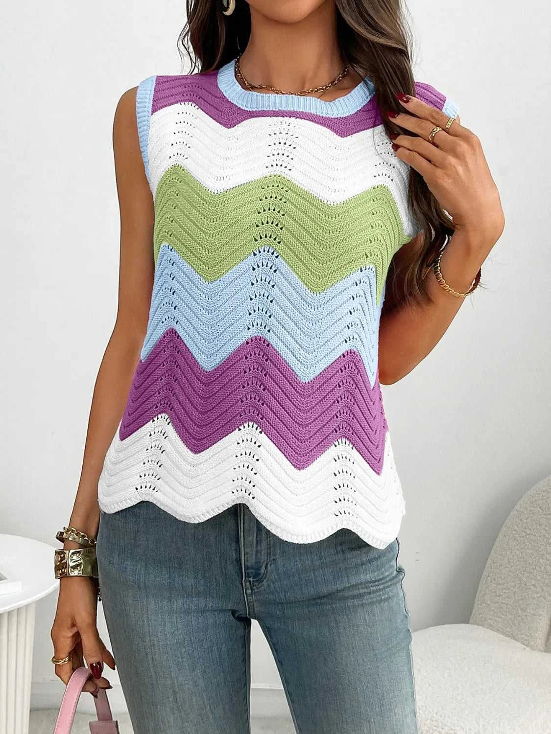 Color Block Round Neck Sweater Vest 100100253791586 34 Affordable Fashion Under $100 Jerry's Apparel 