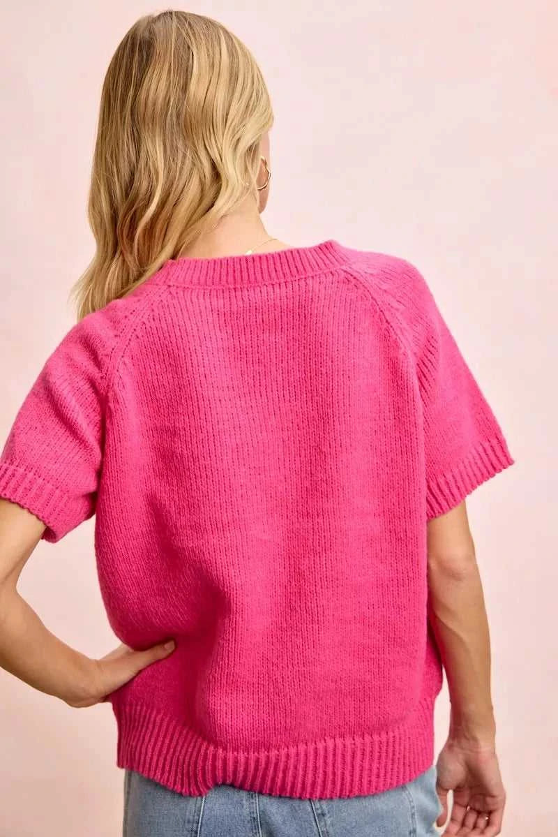 BiBi Flower Embroidered Short Sleeves Knit Top 100100347351968 47 Affordable Fashion Under $100 Jerry's Apparel 