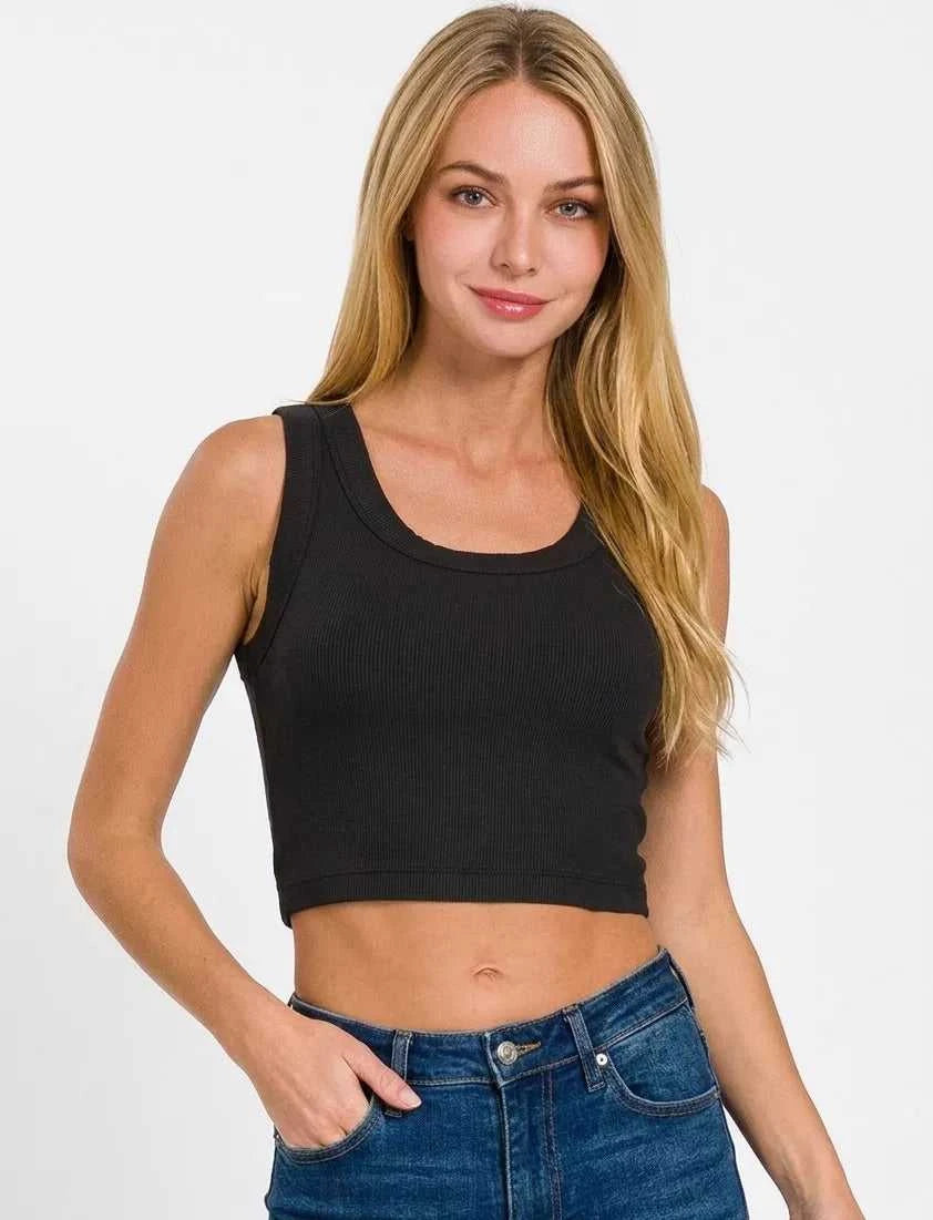 Zenana Ribbed Scoop Neck Cropped Tank Top 100100606591723 18 Affordable Fashion Under $100 Jerry's Apparel 