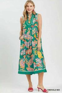 Umgee Paisley Floral Sleeveless Midi Dress 100100180051499 66 Affordable Fashion Under $100 Jerry's Apparel 