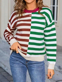 Striped Round Neck Long Sleeve Sweater 100100983519081 49 Affordable Fashion Under $100 Jerry's Apparel 