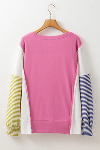 Exposed Seam Contrast Long Sleeve Sweatshirt