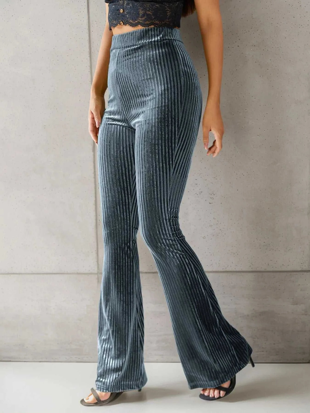 High-Waisted Ribbed Velvet Flare Pants 100100668974544 31 Affordable Fashion Under $100 Jerry's Apparel 