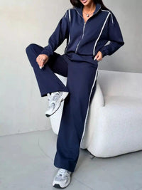 Zip-Up Jacket and Wide-Leg Pants Set 100100070627217 107 Comfortable Weekend Sets Jerry's Apparel 