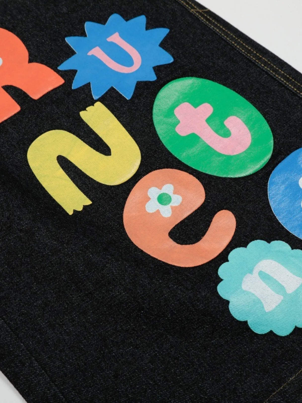 Men's Colorful Letter Graphic Bermuda Denim Shorts