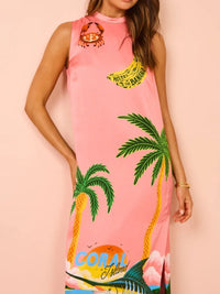 Side Slit Printed Sleeveless Dress