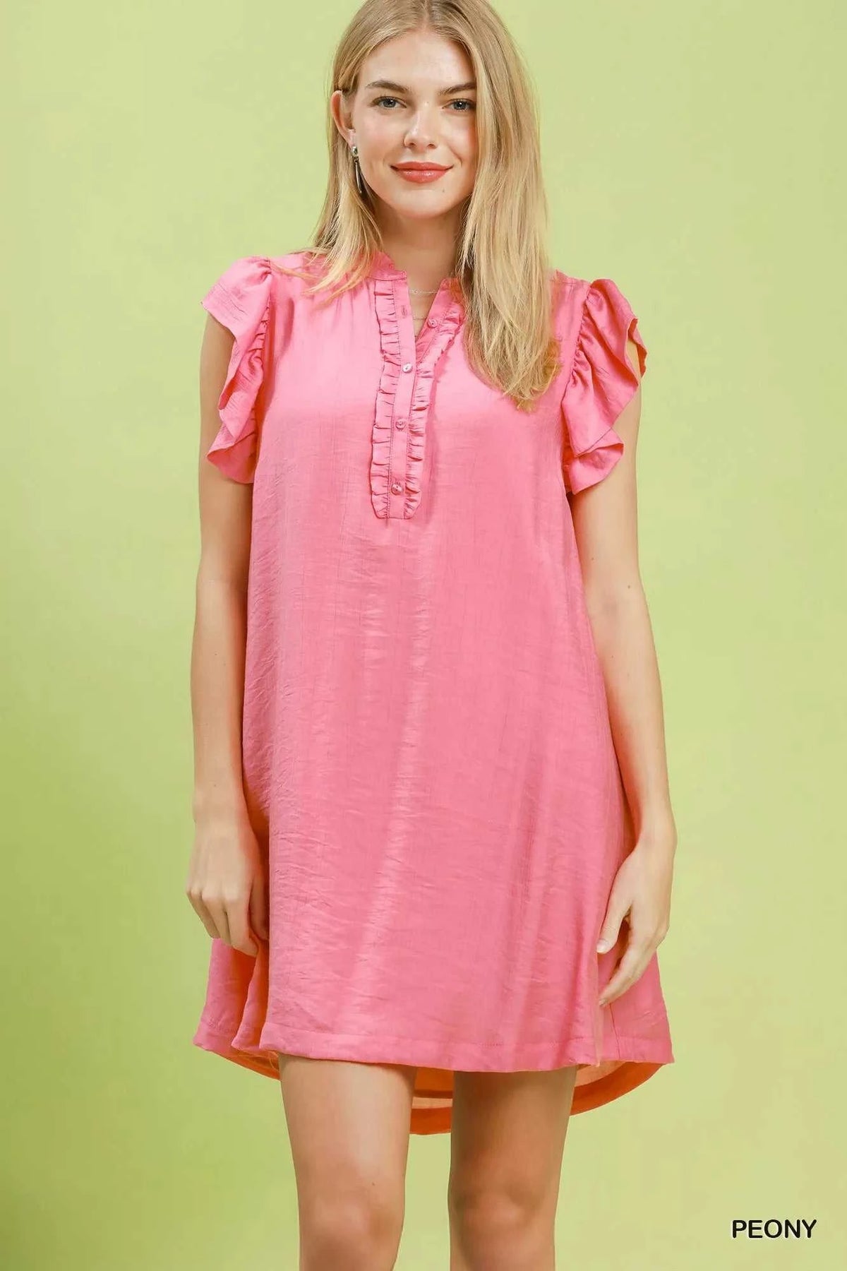 Umgee Ruffle Sleeve Henley Shift Dress 100100962831748 57 Affordable Fashion Under $100 Jerry's Apparel 