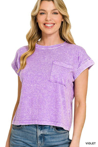 Zenana Halo Snow Washed Cotton Cuffed Short Sleeve Top 100100011241553 23 Affordable Fashion Under $100 Jerry's Apparel 