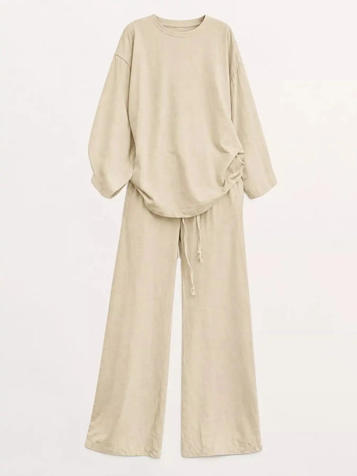 Full Size Round Neck Top and Drawstring Wide-Leg Pants Set Plus Size 101001726920137 48 Gifts for Her Jerry's Apparel 
