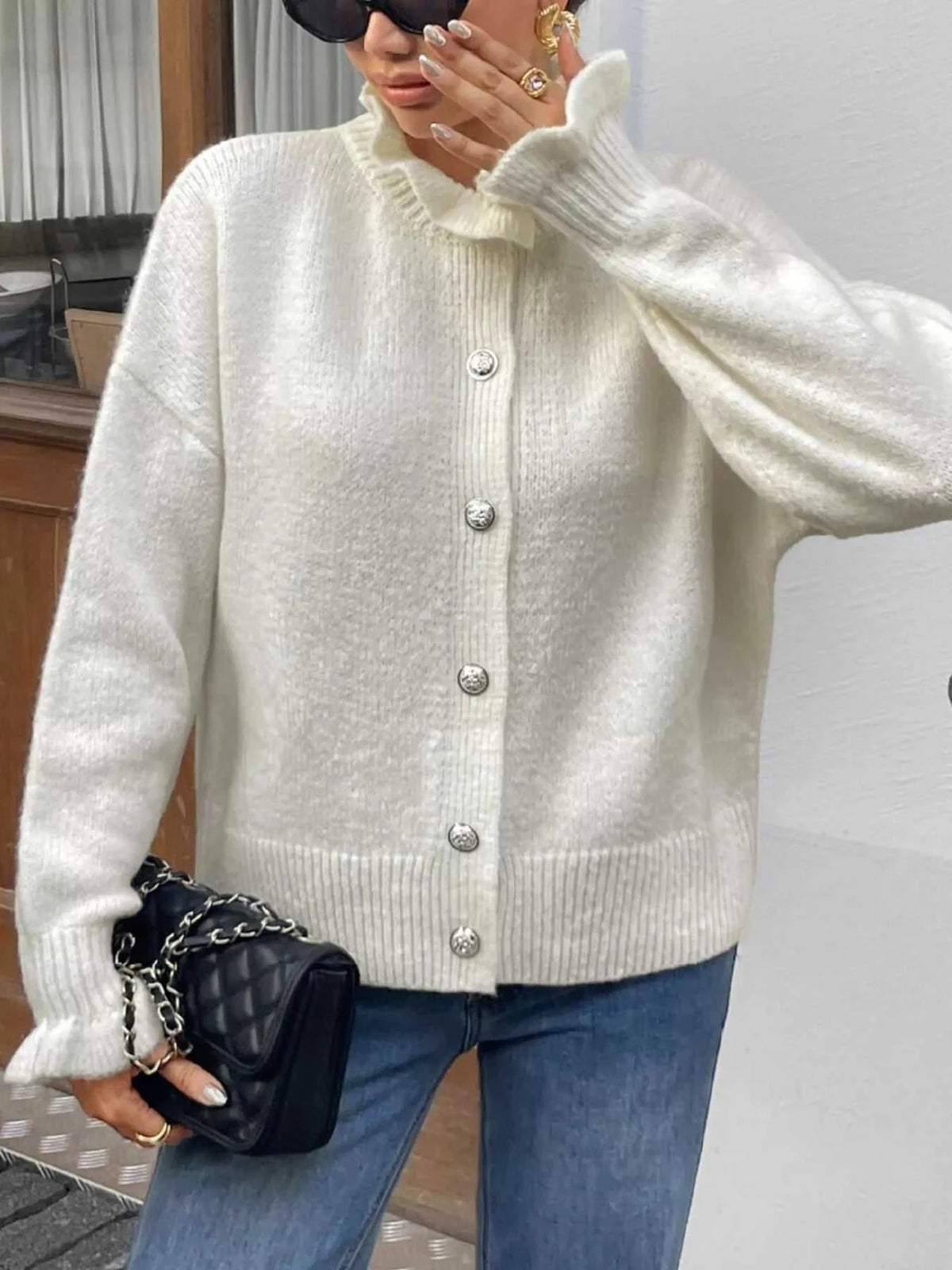 Button-Down Long Sleeve Cardigan 100100674663235 69 Women's Sweaters and Knitwear Jerry's Apparel 