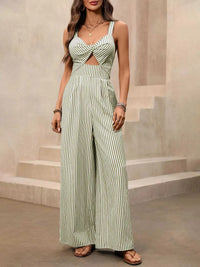 Striped Cutout Twist Front Wide Leg Jumpsuit 100100581301449 42 Affordable Fashion Under $100 Jerry's Apparel 
