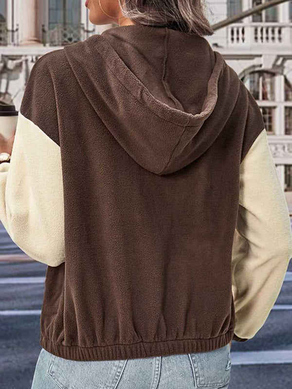 Perfee Two-Tone Zip-Up Dropped Shoulder Hooded Jacket 100101711192359 57 Affordable Fashion Under $100 Jerry's Apparel 