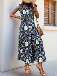 Perfee Printed Round Neck Cap Sleeve Wide Leg Jumpsuit 100100380311019 31 Affordable Fashion Under $100 Jerry's Apparel 