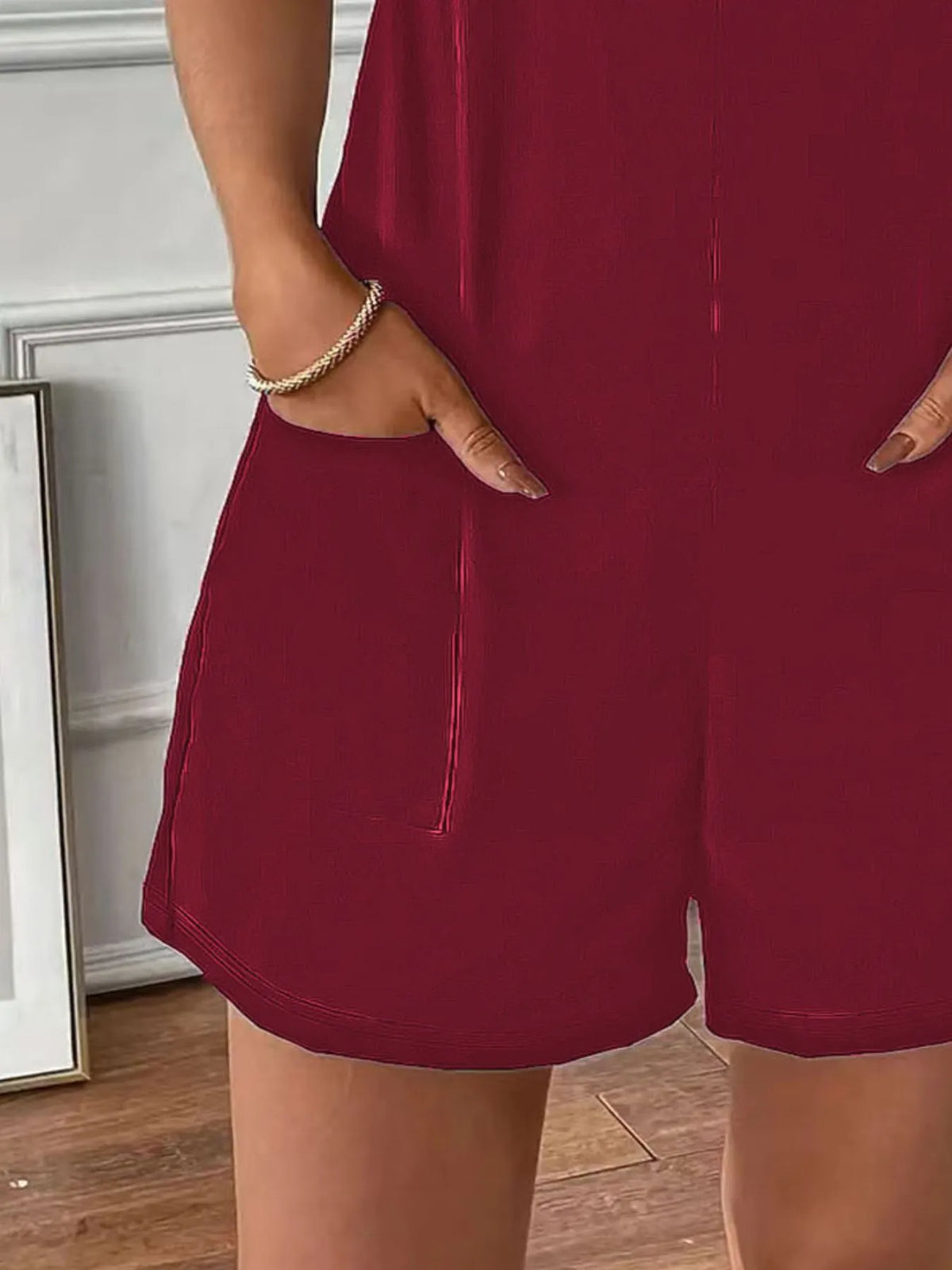 Full Size Scoop Neck Spaghetti Strap Overalls Plus Size