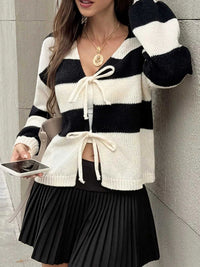 Striped Tie-Front Knit Cardigan 101002998136438 45 Affordable Fashion Under $100 Jerry's Apparel 