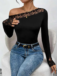 Lace Trim One Shoulder Bodysuit 100100275818598 31 Affordable Fashion Under $100 Jerry's Apparel 