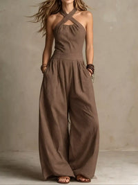 Full Size Halter Neck Wide-Leg Jumpsuit Plus Size 101001857800379 54 Affordable Fashion Under $100 Jerry's Apparel 