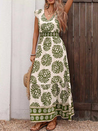 Printed V-Neck Cap Sleeve Maxi Dress 100100026521831 39 Affordable Fashion Under $100 Jerry's Apparel 