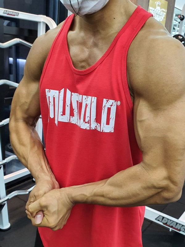 Men's Plus Size Letter Wide Strap Tank