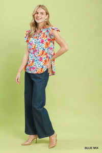 Umgee Smocked Yoke Ruffle Sleeve Floral Blouse 100100164031720 51 Affordable Fashion Under $100 Jerry's Apparel 