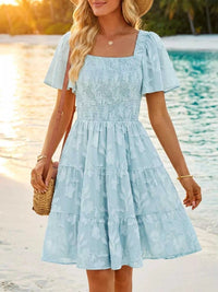Smocked Square Neck Tiered Mini Dress 100100732221330 56 Affordable Fashion Under $100 Jerry's Apparel 