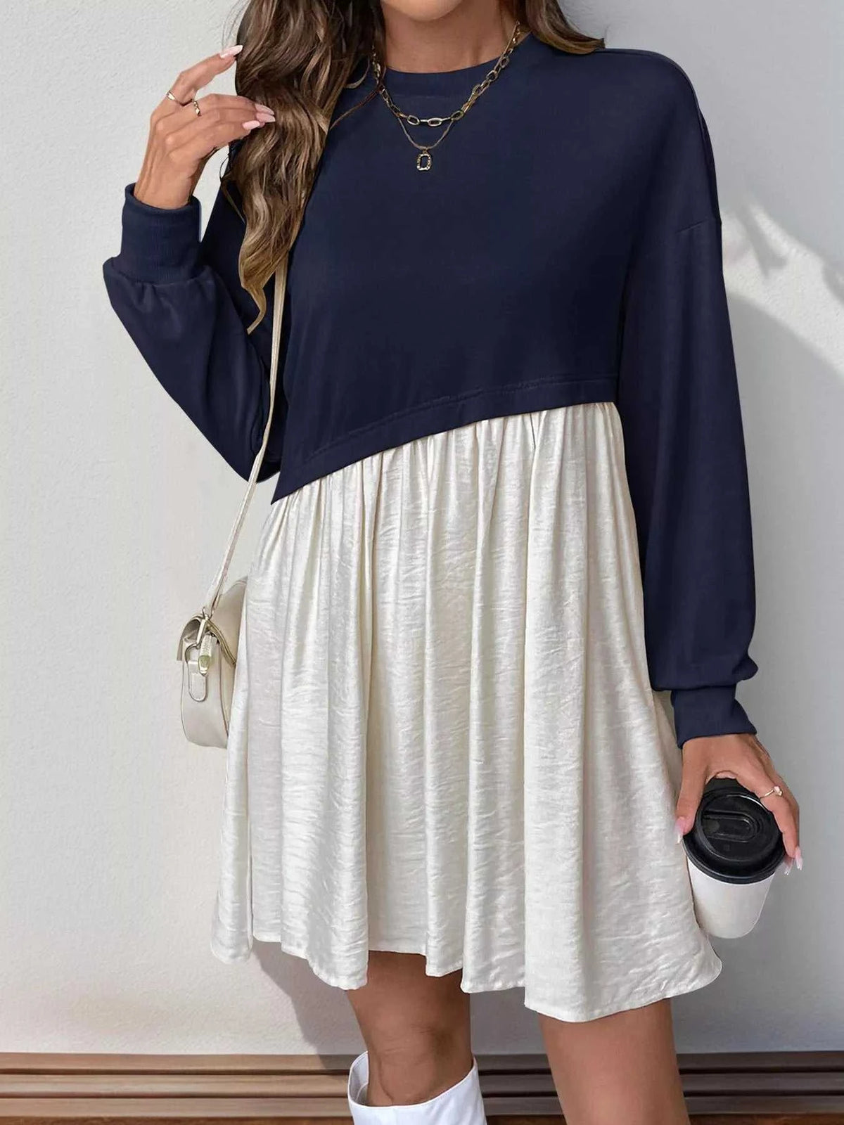 Two-Tone Dropped Shoulder Dress 100100598415938 49 Gifts for Her Jerry's Apparel 