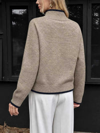 Cozy Mock Neck Sweater with Contrast Trim 100100811272855 41 Women's Sweaters and Knitwear Jerry's Apparel 